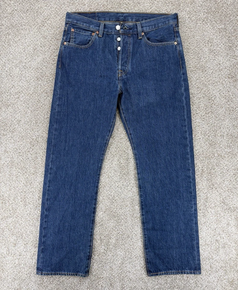 Pantalones de mezclilla Levis 501 corte original para hombre 32x29 azul botón recto mosca lavado a la piedra oscuro Foto 1 de 4