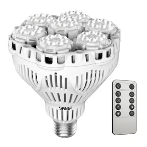 SANSI Dimmable LED Grow Light Bulb 40W (600W Equiv) Full Spectrum Remote Control - Picture 1 of 7