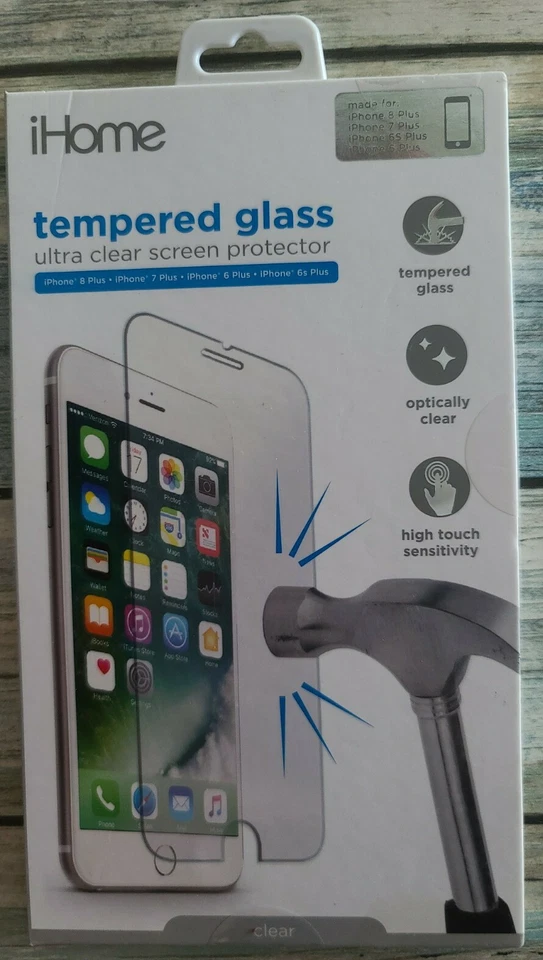 iHome ~ Vidrio Templado ~ Protector de Pantalla Ultra Transparente ~ iPhone 6~6S~7~8 Plus Foto 1 de 3