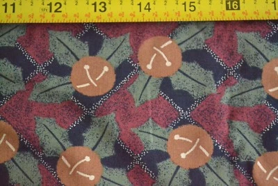 By 1/2 Yd, Brown Bells, Red & Green Holly/Thimbleberries/North Pole Prints,B1107