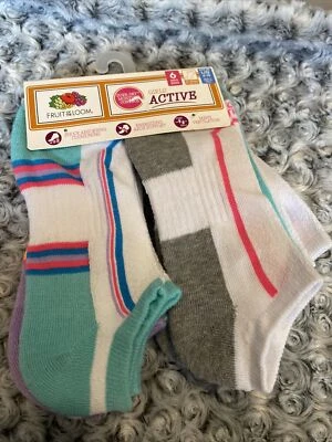 Nuevos calcetines Fruit of The Loom para niñas 6 pares control activo de la humedad Lg 4-10 Foto 1 de 3