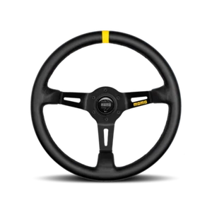 MOMO Mod. 08 350MM Black Leather / Brushed Black Anodized / Steering Wheel New - Foto 1 di 1