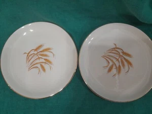 2 Platos de Postre de Trigo Dorado Vintage Oro 22k Borde Horno Prueba 6 Pulgadas... - Imagen 1 de 5