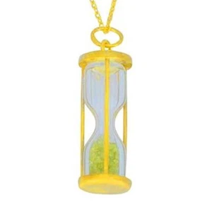 Natural Peridot 'Time in Bottle' Dust Hourglass Pendant 14Kt Yellow Gold Plated - Picture 1 of 1