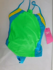 NEW GIRLS 14 SPEEDO TWO 2 PIECE INFINITY SET SWIMSUIT SUIT BLUE/GREEN COLORBLOCK - Picture 1 of 3