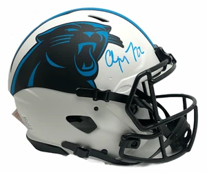 Christian McCaffrey Signed F/S Authentic Lunar Eclipse Helmet BAS - Picture 1 of 9