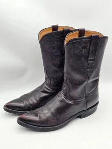 Vintage Luchesse Classics Pointed Toe Roper Boots Black Cherry Leather Sz 8.5 B - Picture 1 of 13