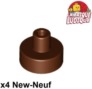 Lego 4x Round Tile Smooth 1x1 Rod Pin Bar Holder Brown/Reddish Brown 20482 - Picture 1 of 1