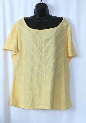 Camiseta DUNES Amarilla ScpNck Hombros Extendidos 45 pulgadas Chst 27 pulgadas Largo Talla XL EN MUY BUENA CONDICIÓN Foto 1 de 4