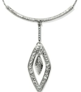NWT Brighton DECO LUXE Silver Crystals Collar Pendant Dangle Necklace MSRP $68 - Picture 1 of 5