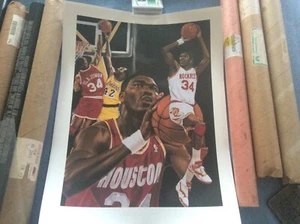 Hakeem Olajuwon limitiert (277 Stück) signierte Lithographie 23x29 von Hakeem und Künstler - Bild 1 von 8