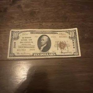 1929 $10 THE FIRST NATIONAL BANK OF BRADDOCK, PENNSYLVANIA - Picture 1 of 5