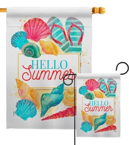 Hello Beach Time Garden Flag Coastal Decorative Small Gift Yard House Banner - Picture 1 of 17