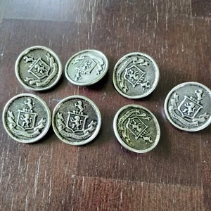 Lot 7 Vintage Silvertone Lion Griffin Shield Metal Buttons Military? Blazer Coat - Picture 1 of 6