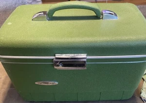 VTG MCM Retro Sears Forecast Avocado Green Hard Train Make Up Case W/Mirror - Picture 1 of 5