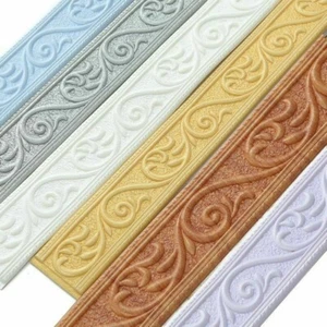 230*6CM Self Adhesive Wall Skirting Border 3D Floral Pattern Wallpaper Home Gold - Picture 1 of 21