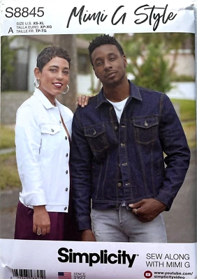 Simplicity Pattern S8845  Misses', Men's and Teen Jean Jacket  Sizes:  XS- XL - Image 1 of 2