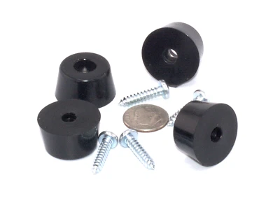 1” Diameter x 1/2” Height Rubber Feet w Washer   1"  Bumpers  + Mounting Screws - Image 1 of 4