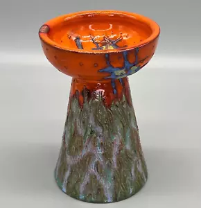 Studio Kunst Keramik Sockel Schale Kerzenhalter Säule Abstrakt Orange Grün Blau - Bild 1 von 10