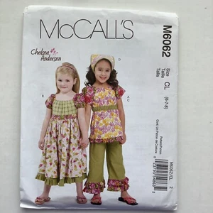 McCalls 6062 Pattern Chelsea Andersen Girls Dress Top,Dress, Pants Sz 6-8 UNCUT - Picture 1 of 4