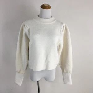 INDUSTRY Republic Womens sz Small Ivory Wool Blend Mock Neck Puff Sleeve Sweater - Picture 1 of 7
