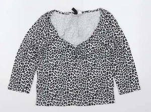 H&M Womens Blue Animal Cotton Blend T-Shirt Size M - Picture 1 of 12