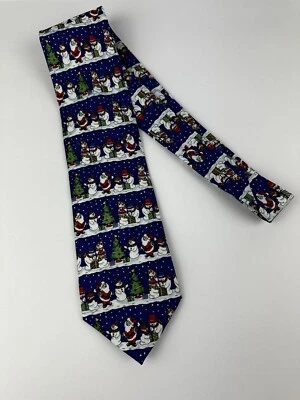 Corbata de Navidad Papá Noel Muñeco de Nieve Vacaciones Árbol de Navidad Tiempo Azul Rojo Verde Foto 1 de 4