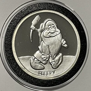 Snow White 50th Anniversary Sleepy Proof Coin 1 Troy Oz .999 Fine Silver Round - Picture 1 of 16