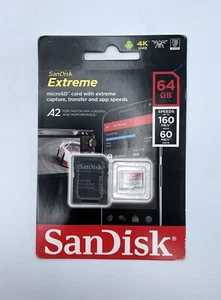 SanDisk 64GB Extreme microSDXC UHS-I Memory Card with Adapter - Zdjęcie 1 z 1