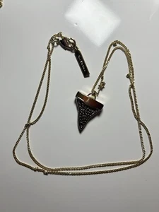 Givenchy Shark Tooth 18 Inch Necklace Pendant Gold Iced Out Crystal With boxes - Picture 1 of 4