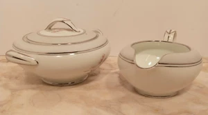 NORITAKE CHINA - Lily of the Valley Pattern #5518 Creamer, Sugar Bowl NO CHIPS - Picture 1 of 9