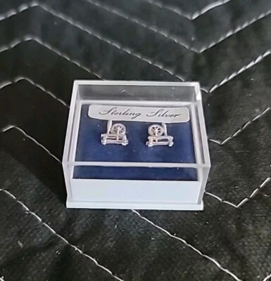 Spinning Wheel Sterling Silver Studs/Yarn Making Estate Sale Item Vintage - Image 1 of 4