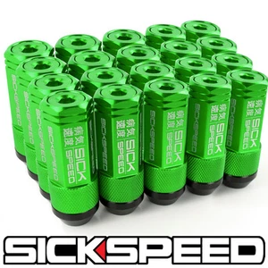 SICKSPEED 20 PC GREEN CAPPED ALUMINUM EXTENDED 50MM 3 PC LUG BOLT 12X1.5 B01 - Picture 1 of 1