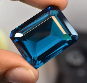 Certified Natural 95.80 Ct Brazilian Blue Topaz Emerald Cut Loose Gemstone AAA - Picture 1 of 4