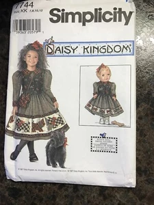 Simplicity 7744 Daisy Kingdom Pattern Girls Size 7-12 With Dolls Dress 17" Uncut - Picture 1 of 4