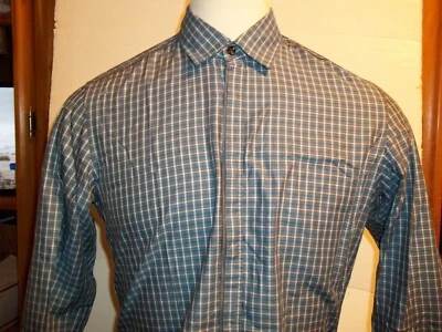 NUEVO Hugo Boss Talla Mediana M Etiqueta Negra Manga Larga Robert Azul Cuadros Vestido Camisa Foto 1 de 3