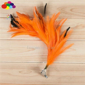12 color 1 pcs 30cm Chicken Feathers Flower Hairpins Bridal Banquet Head Hair - Picture 1 of 24