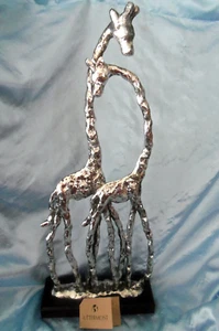 Uttermost Silver "Loving" Giraffes 21" Sculpture - Picture 1 of 7