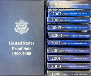 United States Proof Sets 1999-2008 In The Blue Collector Box - Picture 1 of 2