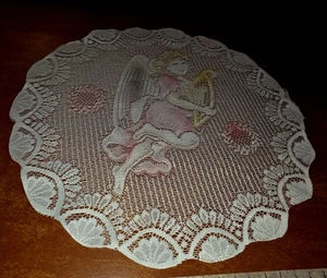 ED5 TAPETE DE ÁNGEL LAVA HECHO A MANO VINTAGE 14" REDONDO EL PERFECTO SHABBY CHIC - Imagen 1 de 4