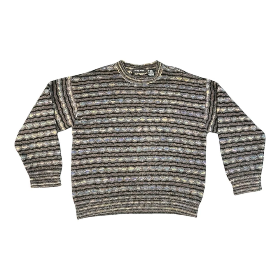 Suéter De Colección Jhane Barnes Para Hombres L Negro Azul Abstracto Cosby Años 90 Papá Mezcla de Lana Foto 1 de 4