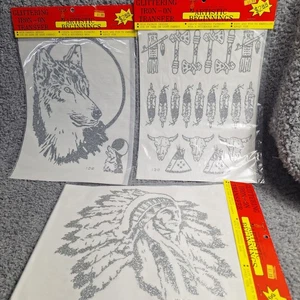 Vintage Giraffe Handwerk Bügelbild Transfers Indianer 3er Pack Wolf - Bild 1 von 8