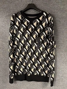 Suéter Shaquille O'Neal Para Hombre Grande Alto Negro Beige Cuello Redondo Pullover Geométrico - Imagen 1 de 18