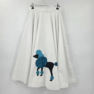 Vintage Damen 28 bestickt Vollkreis Pudel Rock weiß mit blauem Hundekostüm - Bild 1 von 21