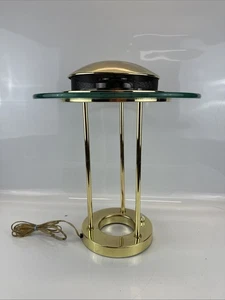 Saturn Desk Lamp Round Glass Brass Vintage 1980s Kovacs Sonneman MCM Atomic - Picture 1 of 9