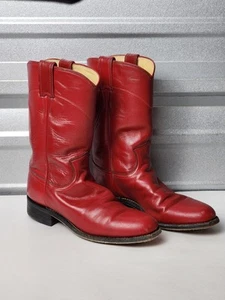 Womens Justin Roper Boots Red Leather L3055 Sz. 6.5 B Classic Western Style - Picture 1 of 11