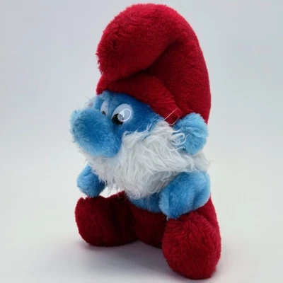 Papa Smurf Vintage 1980s Peyo Wallace Berrie Stuffed Animal Plush Toy 7.25”  - Image 1 of 4