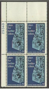 US USA Sc# 1333 MNH FVF Pl# Block Plan Better Cities Map - Picture 1 of 1