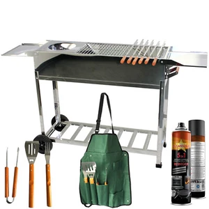 Grill BBQ Holzkohlegrill Standgrill Mangal Schaschlik 22 Spieße Grillrost Halter - Bild 1 von 13