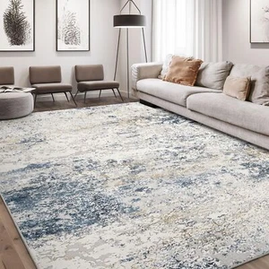 Area Rug Living Room Rugs 9x12 Abstract Large Soft Indoor Washable Rug Neutral M - Picture 1 of 9